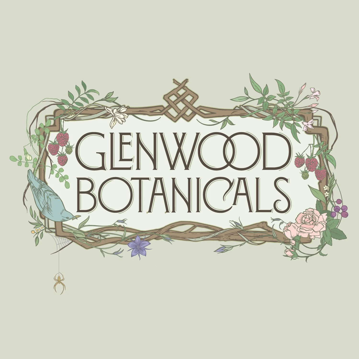 Glenwood Botanicals organic, woodsy logo