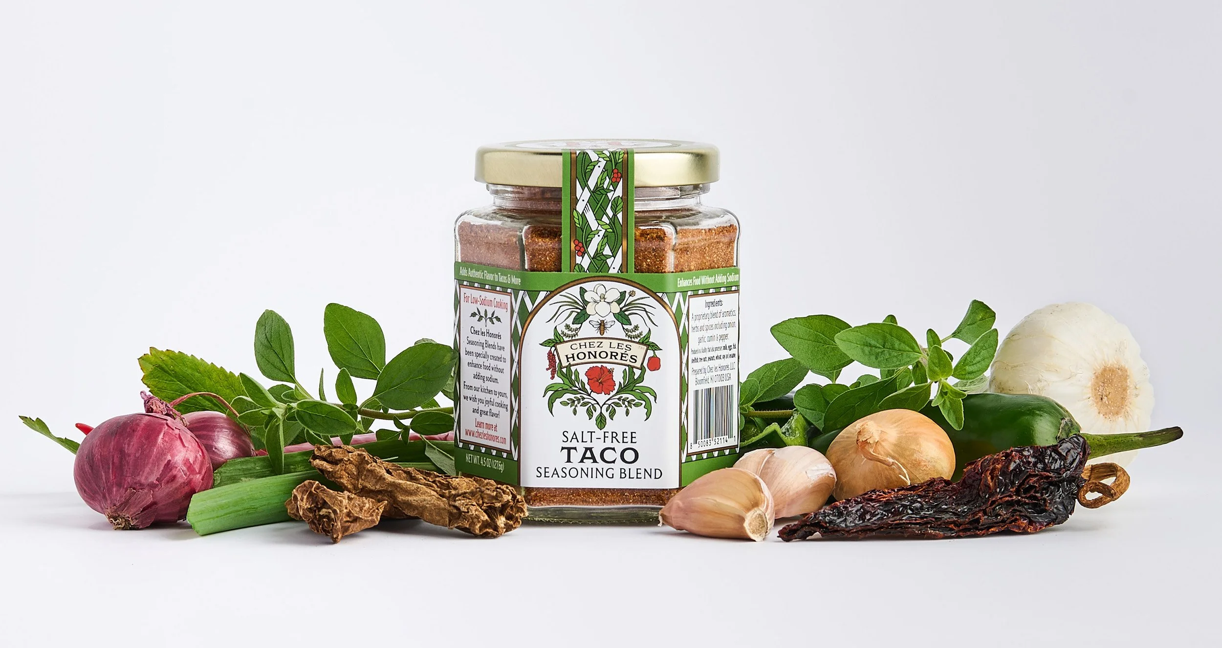 Chez les Honores Salt Free Seasoning Blends packaging design