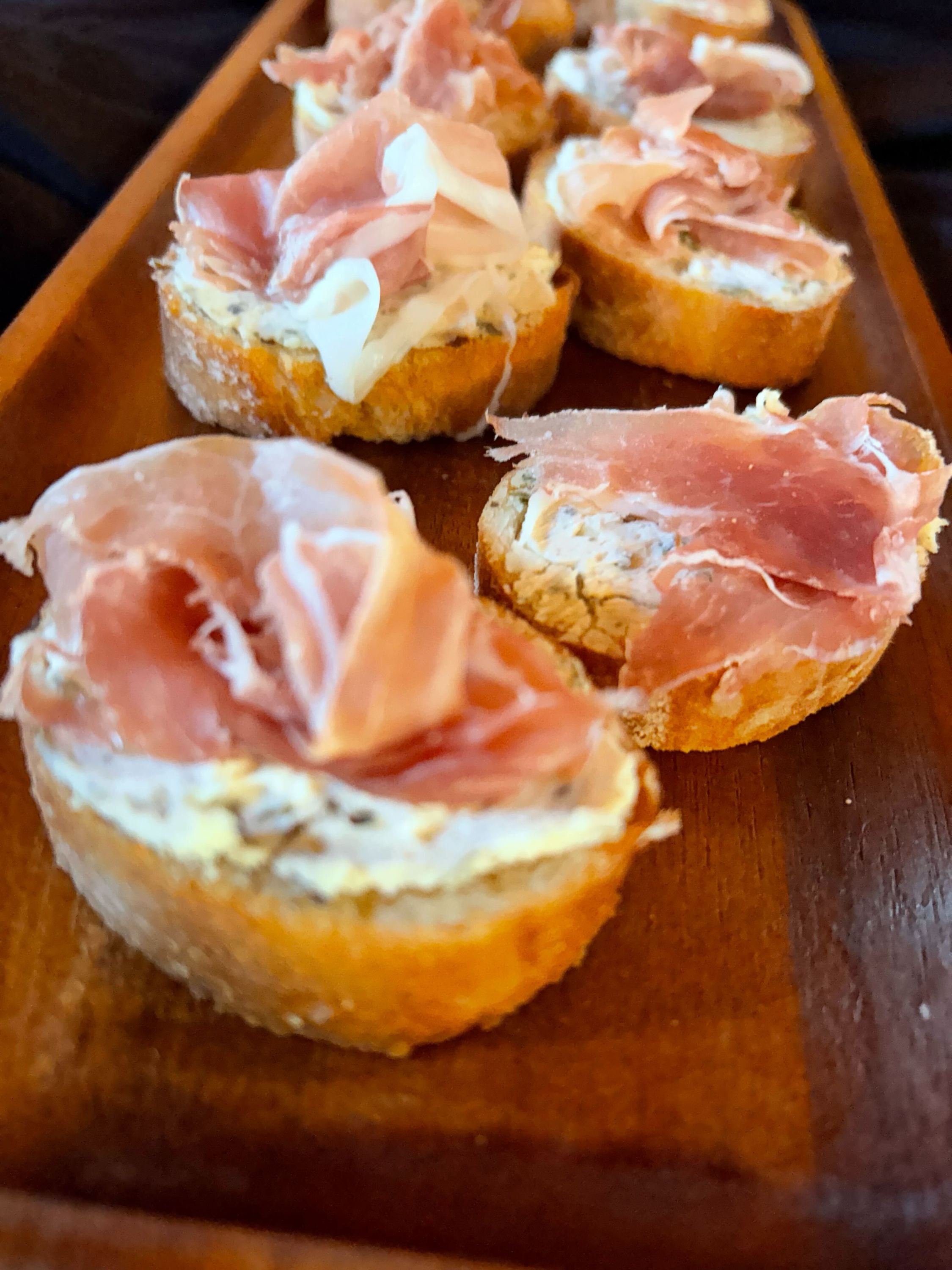 Prosciutto Crostini Appetizer | Top Shelf Catering Holiday Menu