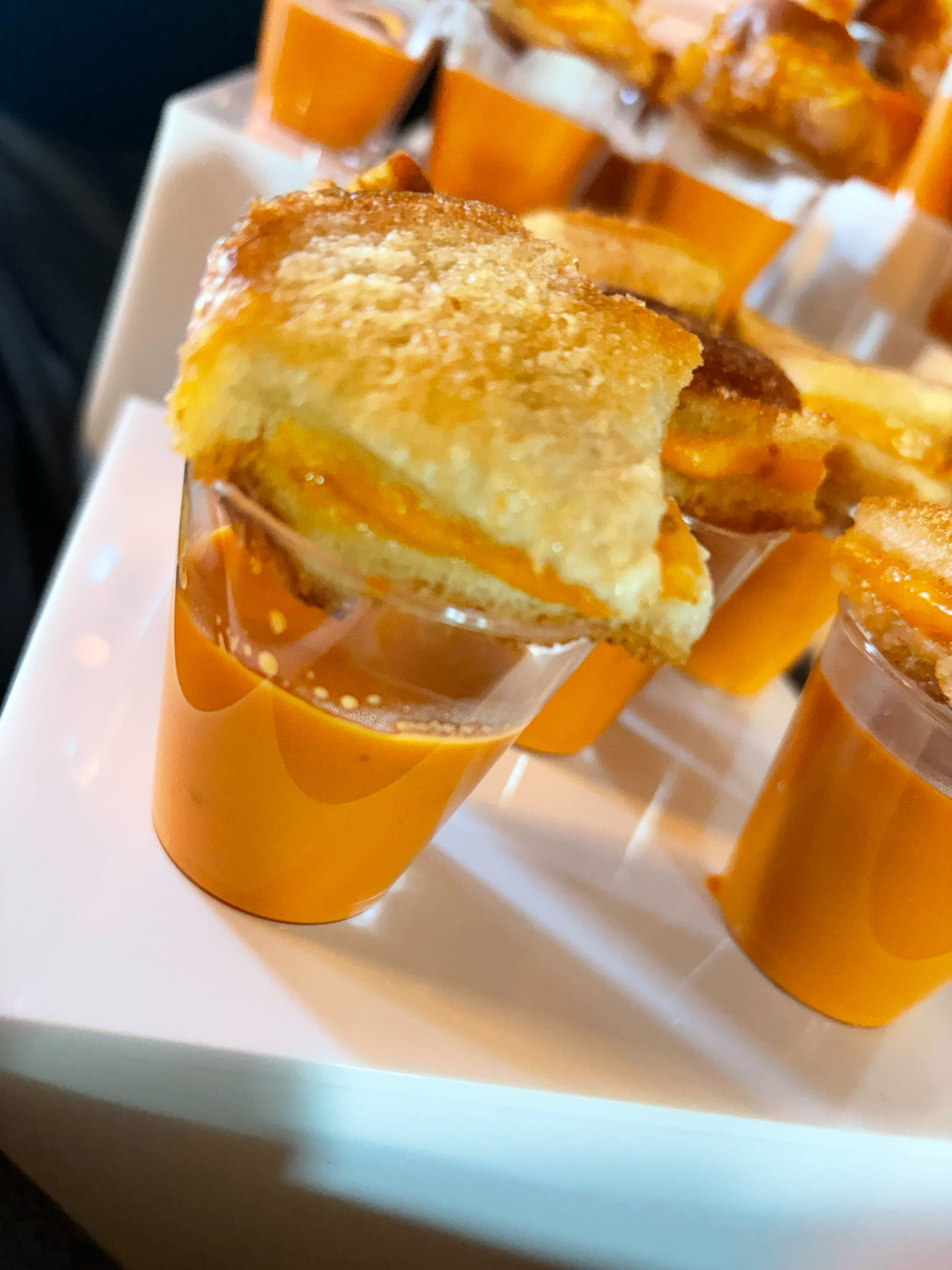 Grilled Cheese &amp; Soup Shooters | Top Shelf Holiday Catering