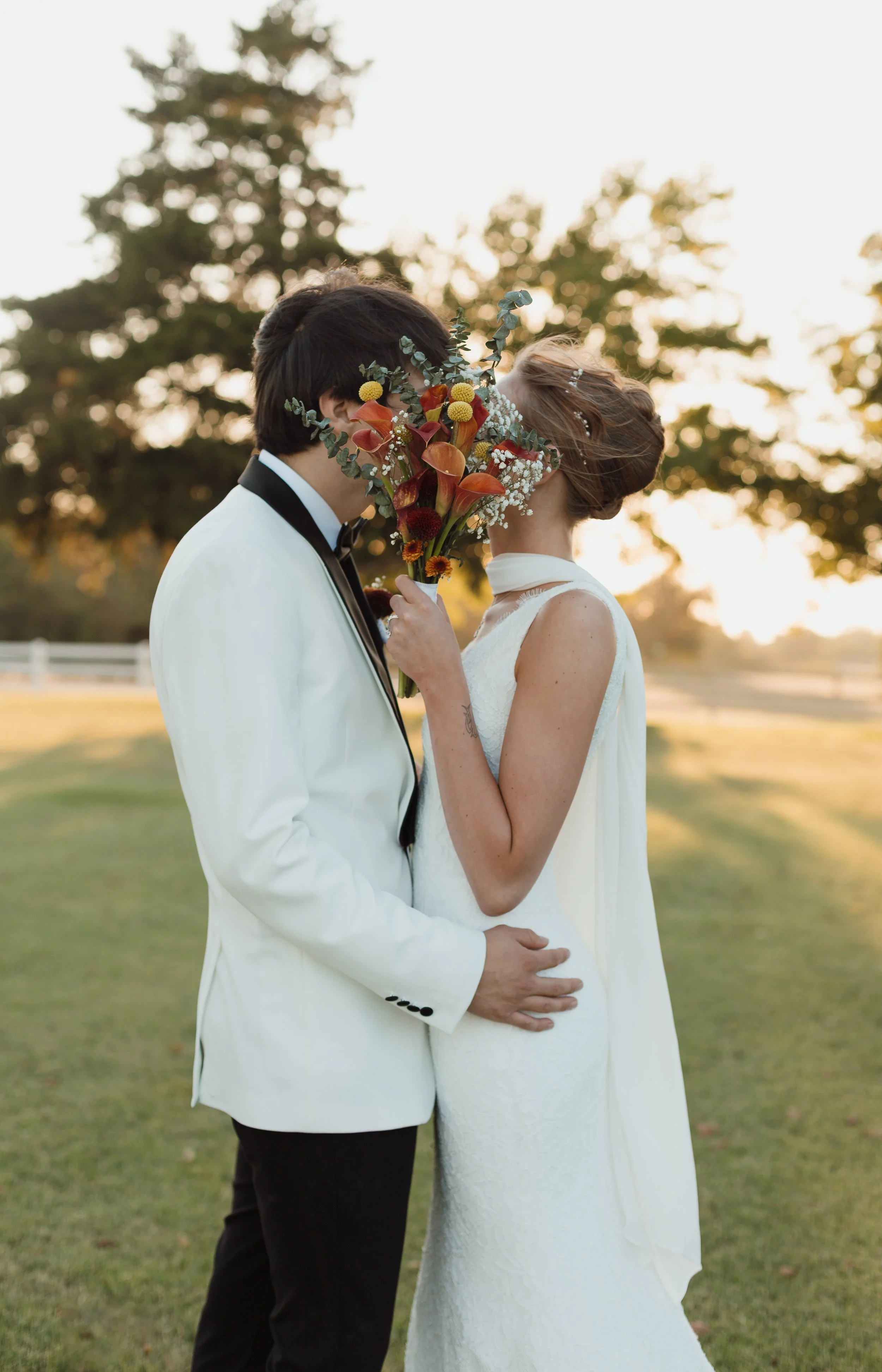 Romantic Sunset Wedding Portrait at Express Ranch Oklahoma