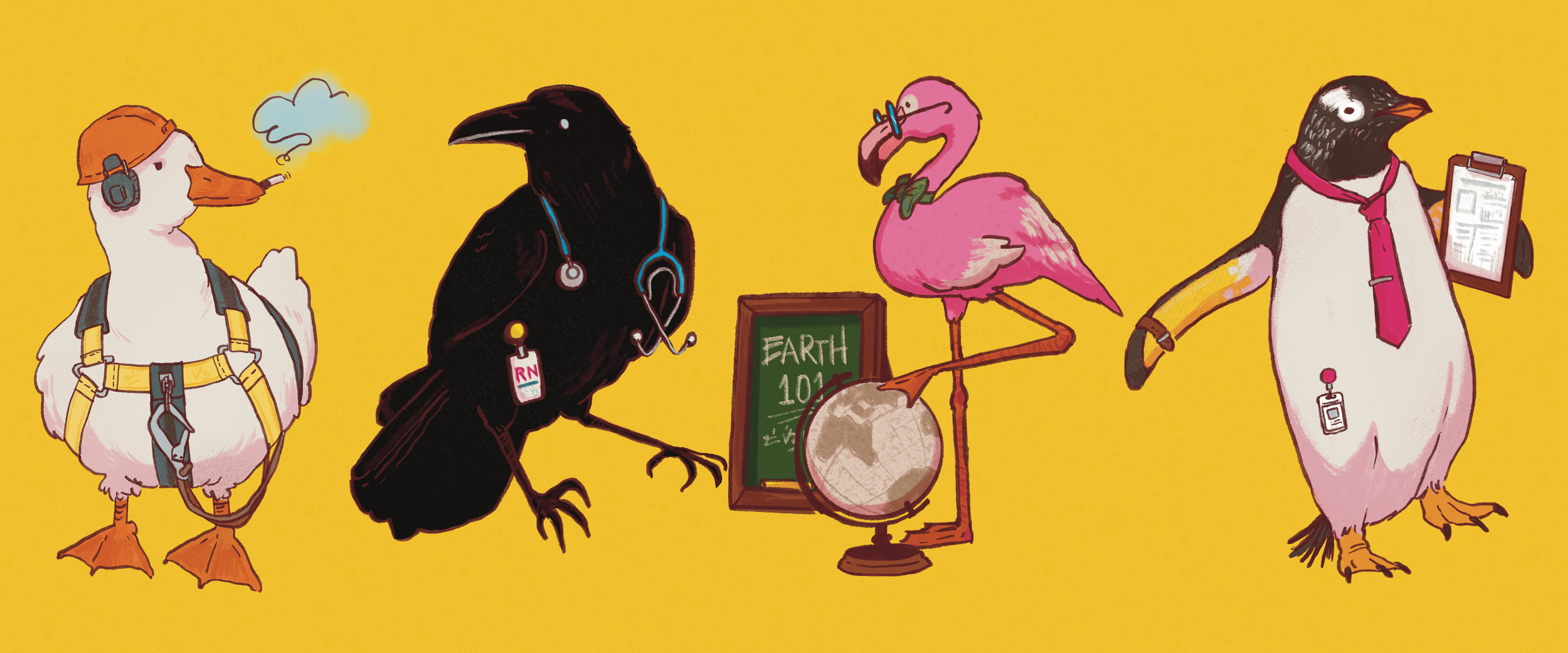 working birds