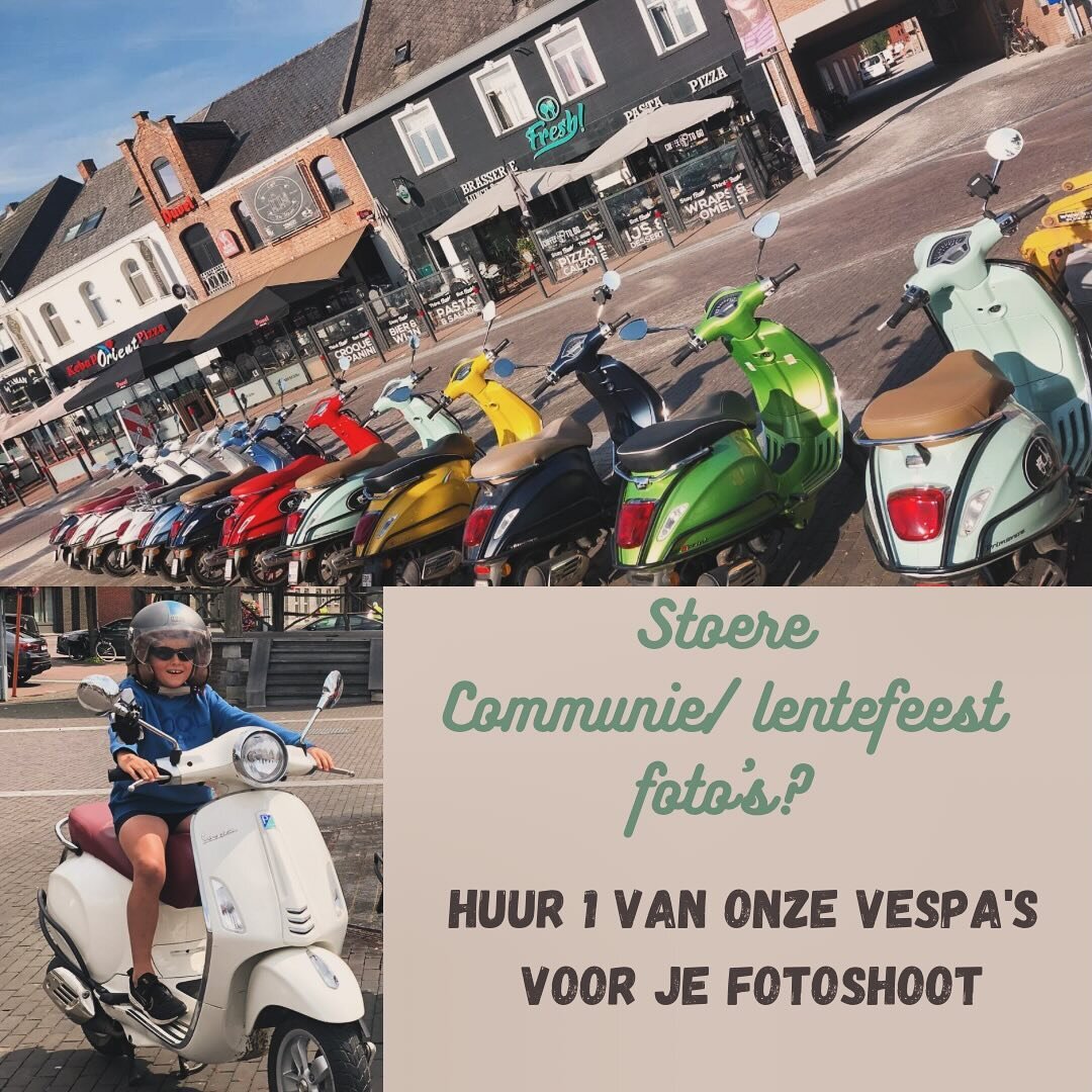 Binnenkort communie of Lentefeest van je zoon/dochter en lastminute nog op zoek naar leuke foto&rsquo;s voor op het kaartje?🫣

We&rsquo;ve got your back!🫡 

Welk kind wil nu geen stoere foto&rsquo;s op 1 van onze Vespa&rsquo;s en al helemaal als je