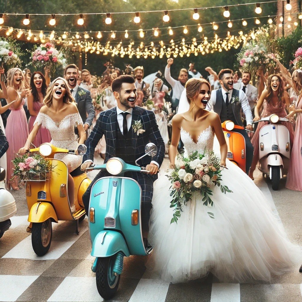 💍Trouwen in stijl? Arriveer op een Vespa! 🛵💨

Op zoek naar een origineel vervoersmiddel voor jullie trouwdag? 
Huur onze stijlvolle Vespas en maak een onvergetelijke entree! Of het nu voor het bruidspaar is of voor de hele groep gasten &ndash; met