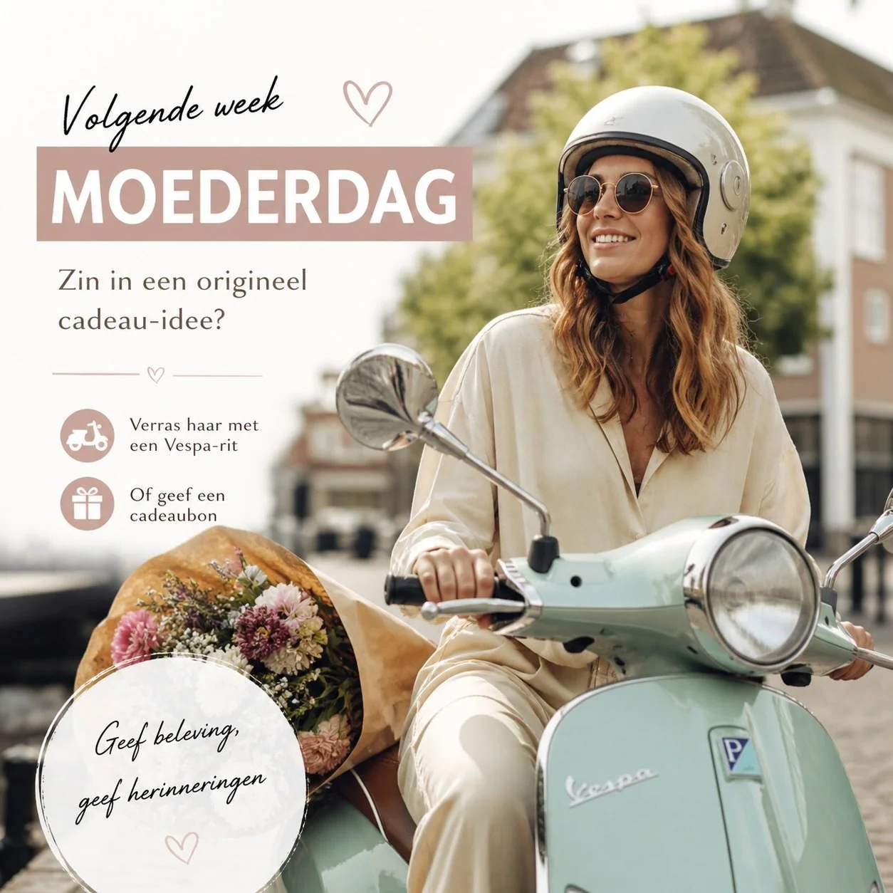 Moederdag komt eraan 💛
Op zoek naar een origineel cadeau?
Verras haar met een heerlijke Vespa-rit op de dag zelf of een cadeaubon om samen van te genieten 🛵✨
Want de mooiste cadeaus&hellip; zijn herinneringen.&rdquo;

#moederdag #moederdagcadeau #c