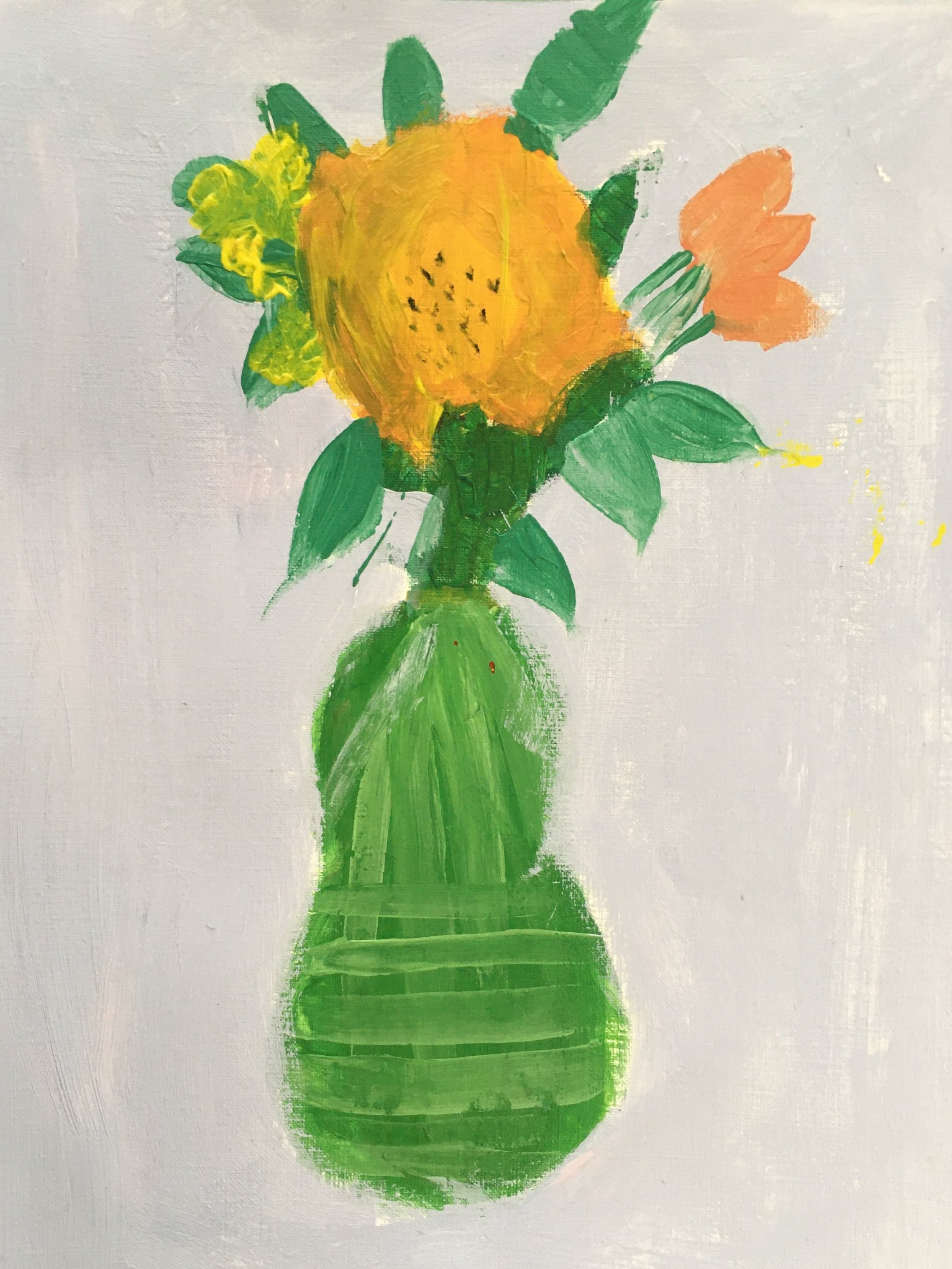 7th grade painting, Theme: Still life, 14" x 17"