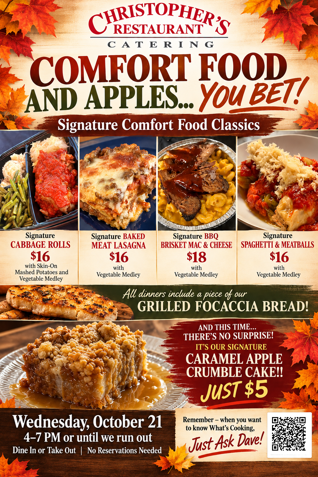 Wednesday, October 21 | 4–7 PM or until we run out