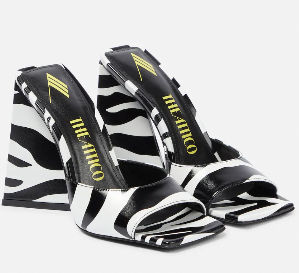 THE ATTICO
Devon zebra-printed leather mules