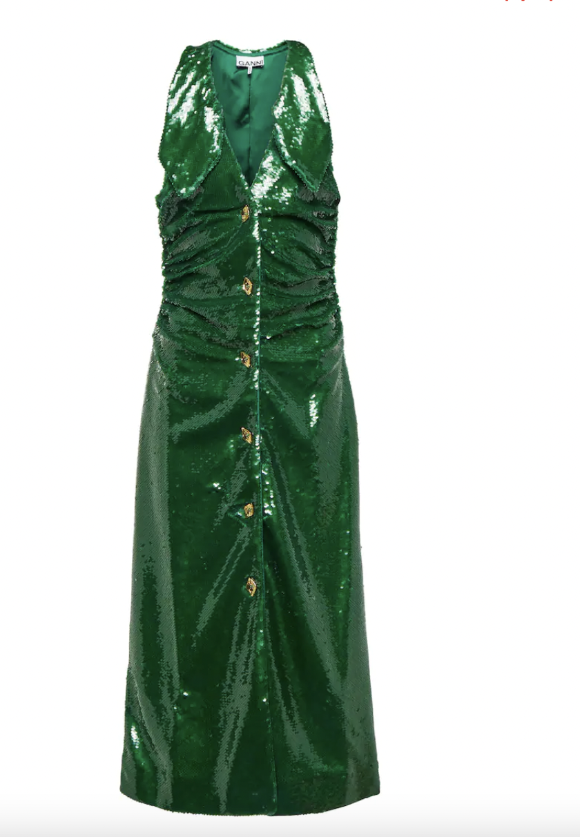 GANNI
Sequined ruched midi dress