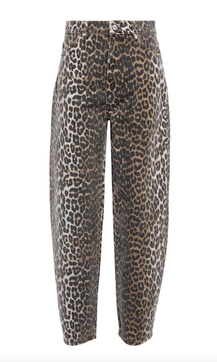 GANNI
Stary leopard-print barrel-leg jeans