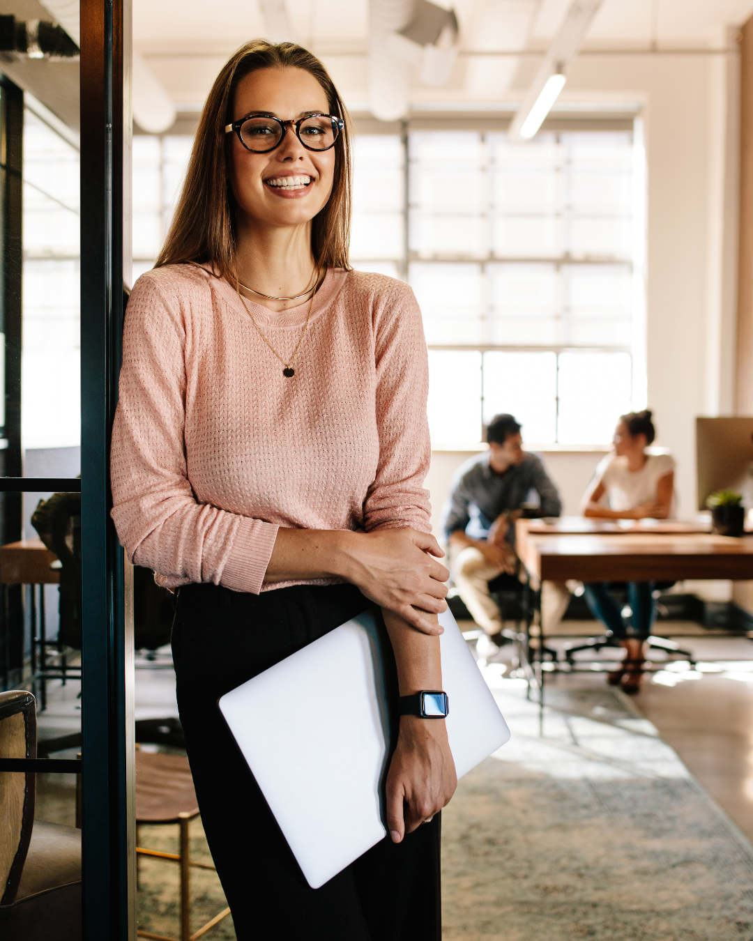 Female startup founder developing leadership communication skills with her team