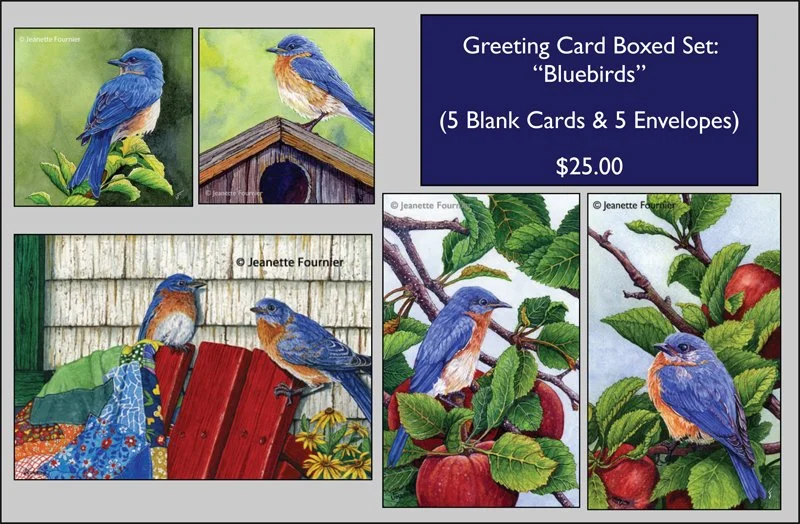 Bluebirds GreetingCard Set - Artwork by Jeanette Fournier