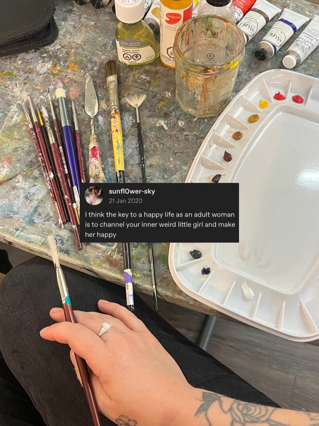 I saw a similar post while I was on my solo trip to Yorkshire for a painting class back in September and it resonated with me so deeply 🥲 

Does your inner weird little girl love castles and painting and drawing eyeballs and wandering graveyards too