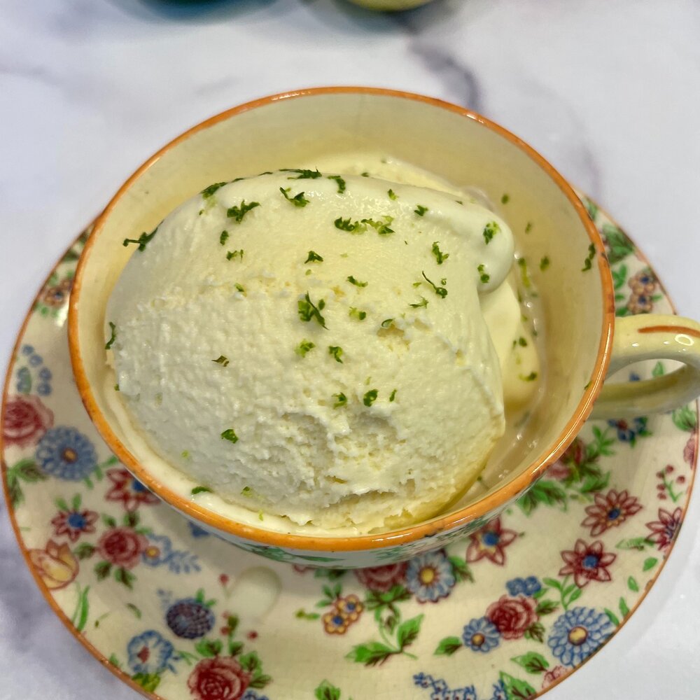 Corn, Lime &amp; Tequila Ice Cream - summer on a spoon! Recipe just posted; see link in bio or visit https://caryinthekitchen.com/blog/https/caryinthekitchencom/blog-page-url/corn-lime-amp-tequila-ice-cream. 
Grab those late summer ears and start chu