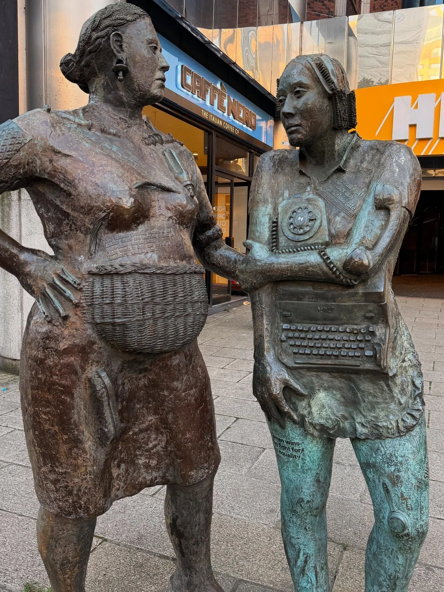 Amazing sculpture in #Belfast city center honoring the &ldquo;traditional&rdquo; work of women and demanding fair wages.  Hooray! #women #fairpay #equalpay #womensrignts #ireland