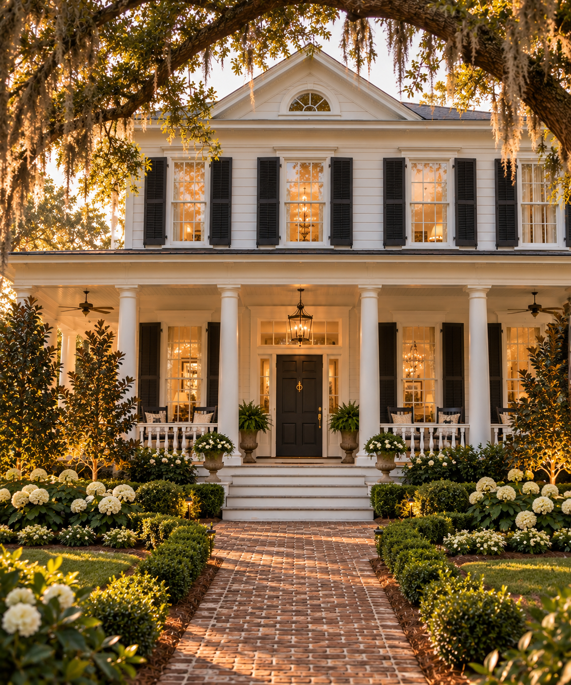 Grand Southern Home Exterior white and black