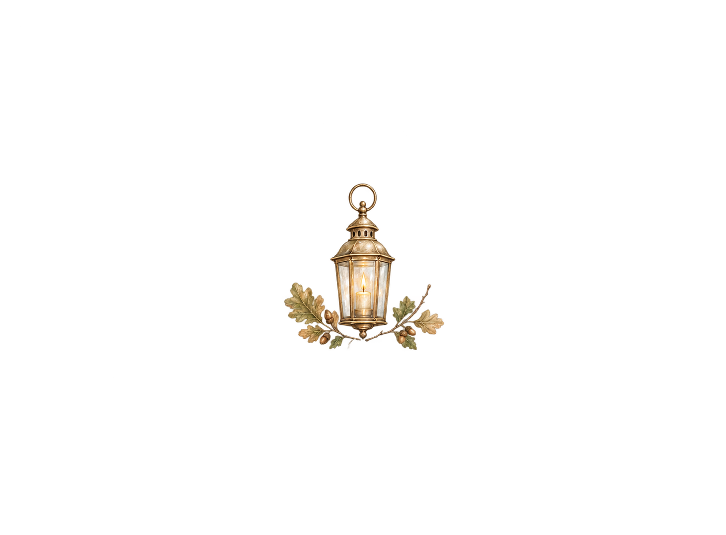 lantern, oak, green, brown, gold, candle, light