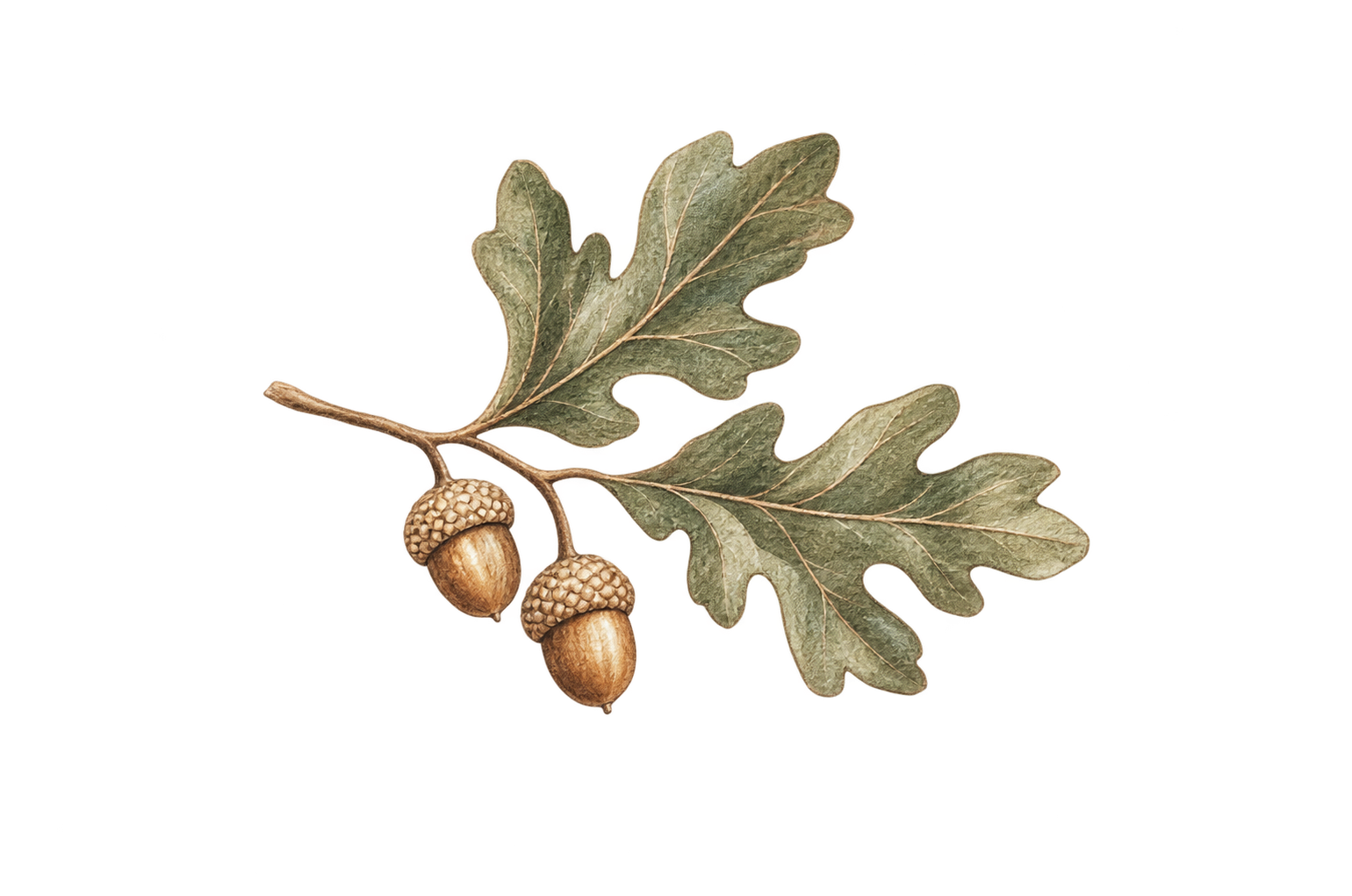 oak, acorn, branch, tree, green, brown