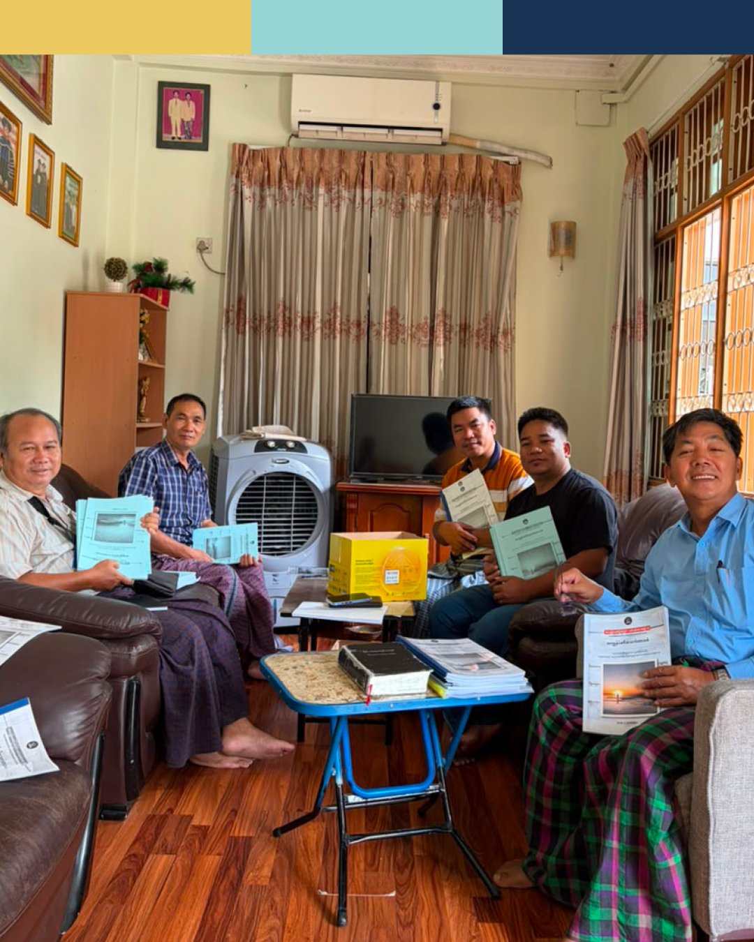 🇲🇲 Every book placed in a pastor's hands is another opportunity for lives to be changed.

This week, Andrew, our National Director in Myanmar, gathered with four pastors in his home to study Foundations for Living discipleship lessons together. Tha
