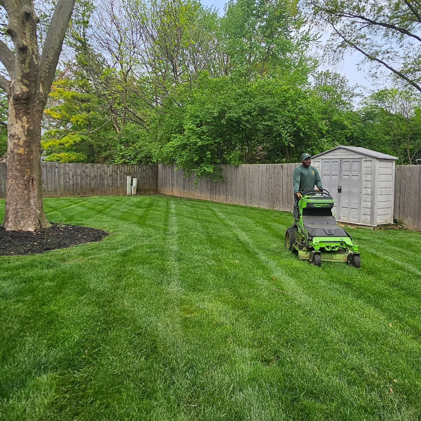 Charging through the day, one perfect stripe at a time. Quiet, clean, and all-electric&mdash;just how we like it. #lawngoals