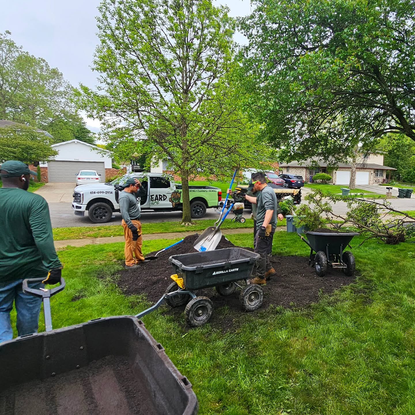 Our crew in action  tackling a full lawn renovation and some landscaping. 
#GreenbeardLawnCare #LawnRenovation