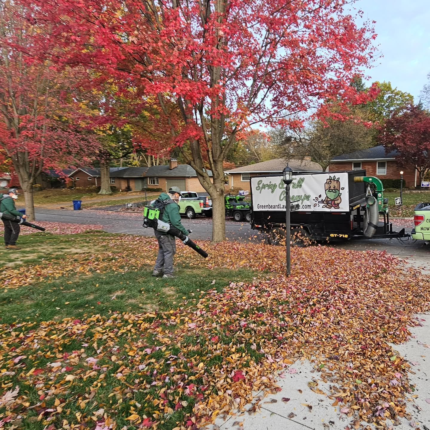 Every leaf counts! Making your yard look pristine, one removal at a time. 🍃 #fallmaintenance