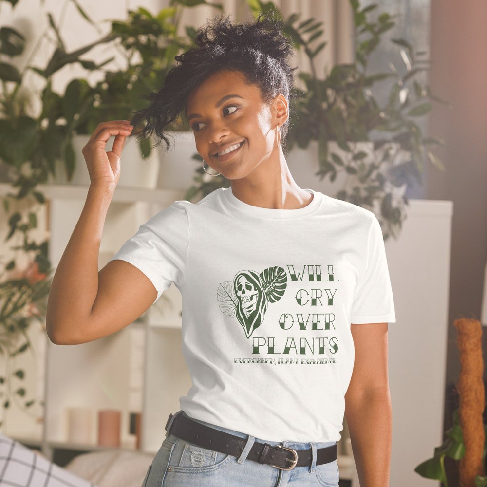 "Just One More Plant" Women's Gardening T-Shirt - Plant Lover Gift, Short Sleeve Casual Top, Green, Large
