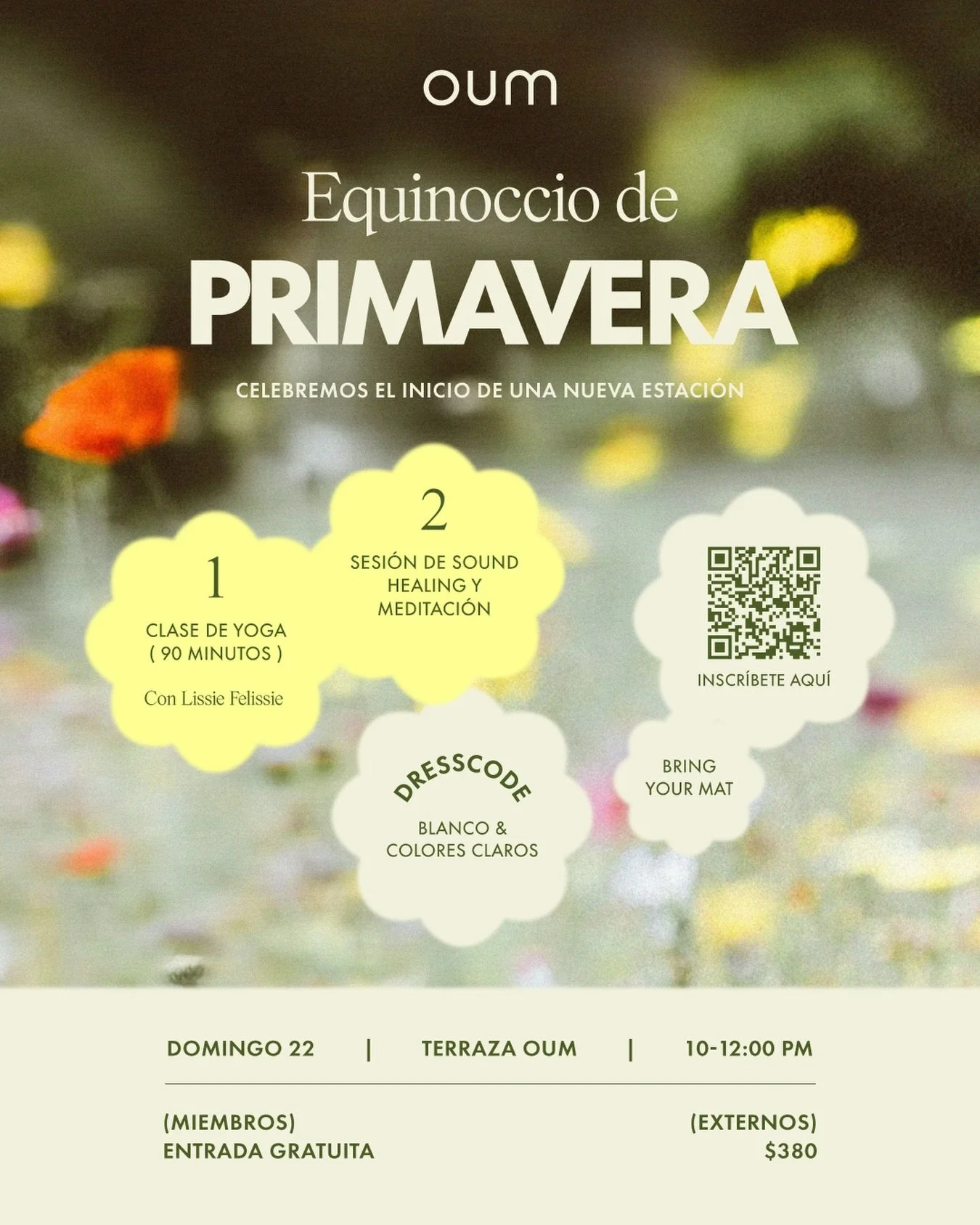 Te invitamos a celebrar el equinoccio de primavera
 con movimiento, pausa y conexi&oacute;n.

Nos vemos en OUM.