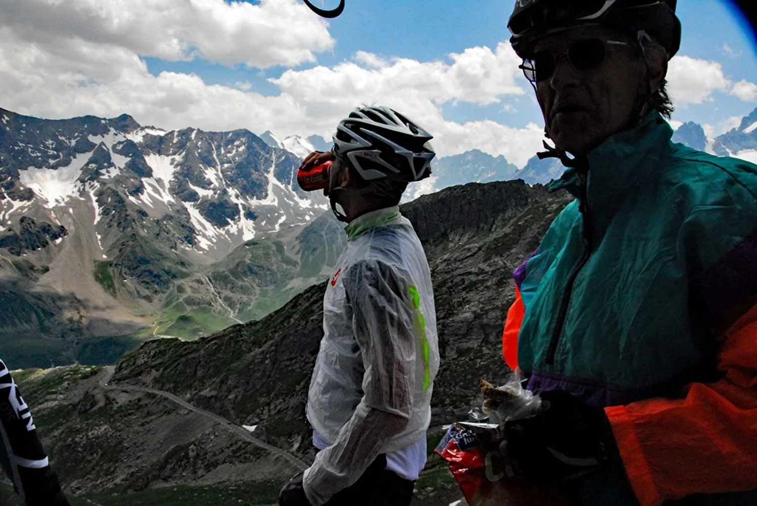 Velo Echappe guest savoring the view atop the Col du Galibier in the French Alps.