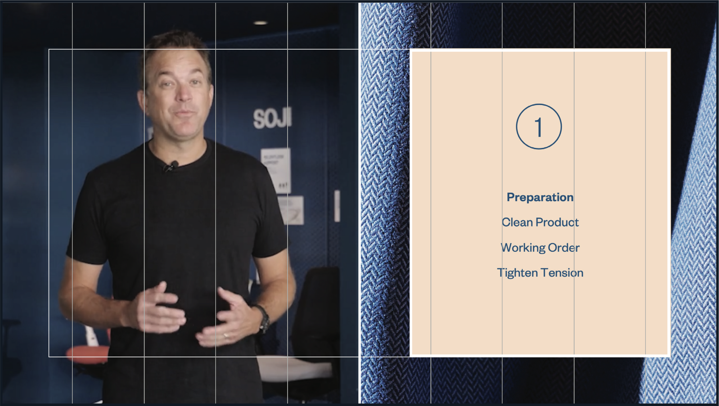 The wider margin is used for textural frames to allow a little more visual information. The
50/50 split in this layout creates a balance between the speaker and content. The speaker
adds engagement while the content adds visual reinforcement to the s