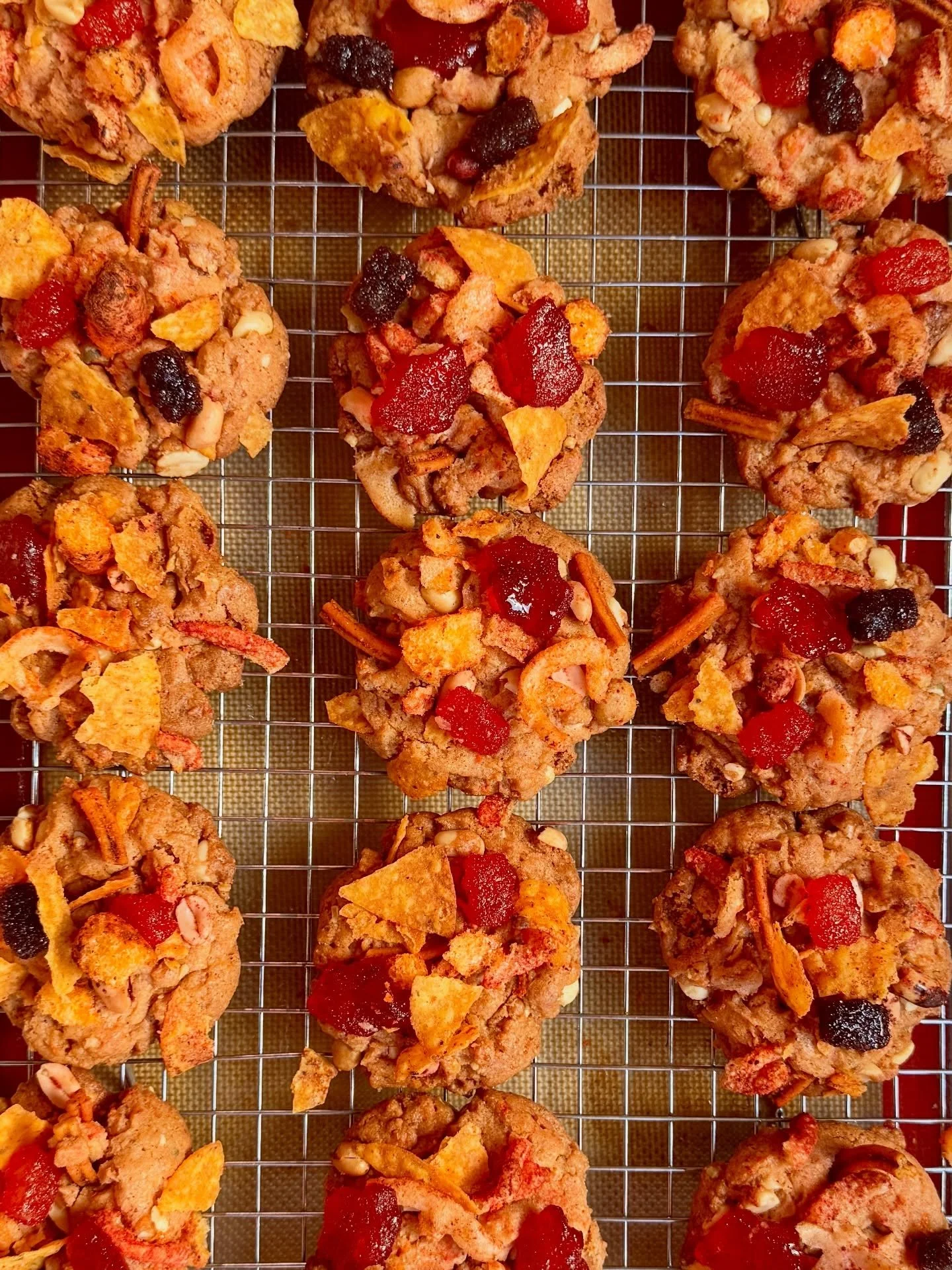 I made a Tostilocos holiday cookie!!! ❤️&zwj;🔥🌶️🌽

If you&rsquo;ve ever had Tostilocos in Mexico, you know the flavor profile already. Sweet, salty, tangy, a little spicy, and very customizable. Chips loaded with chamoy, chile, lime, candy, peanut