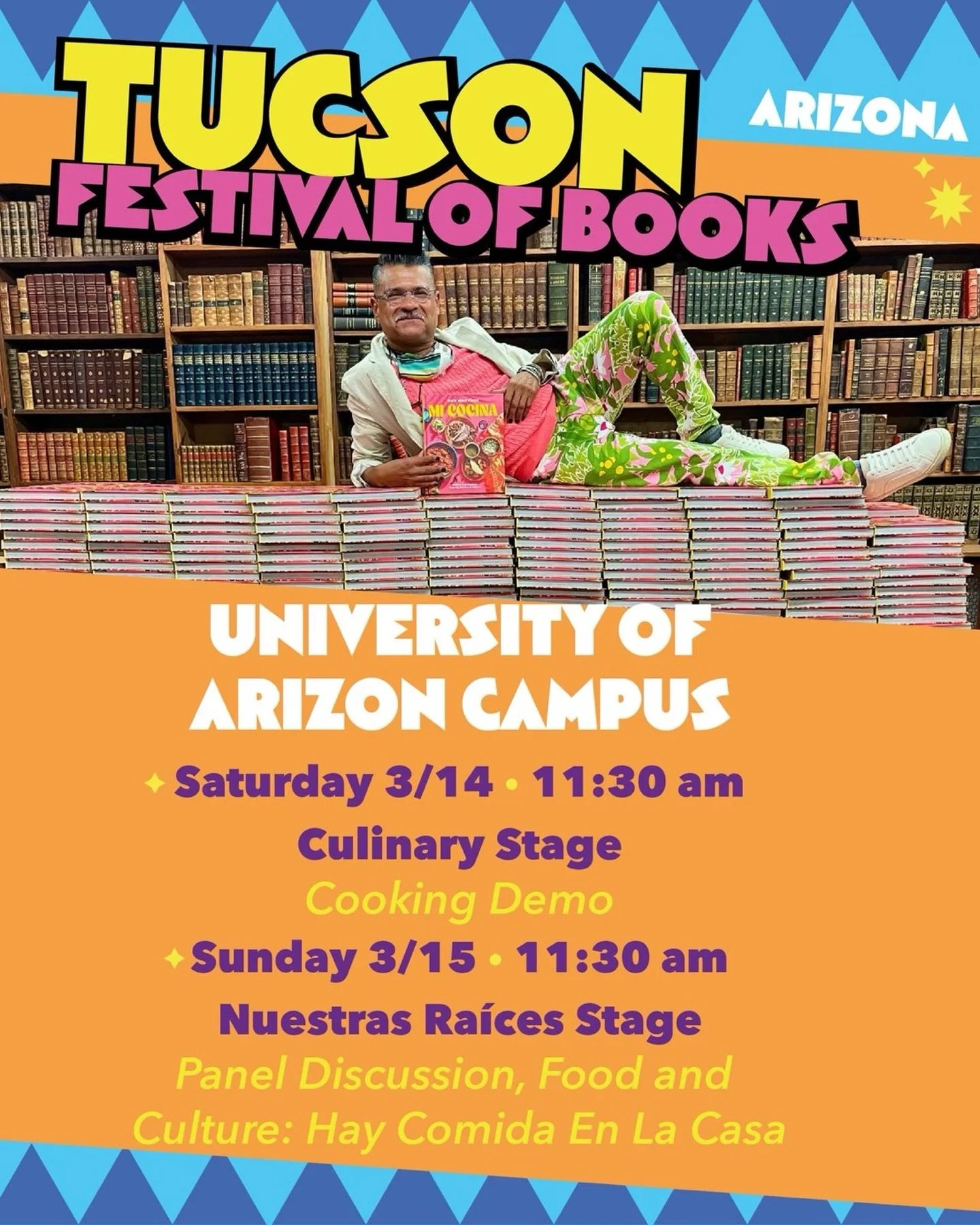 Tucson, I&rsquo;m coming your way!

I&rsquo;ll be at the Tucson Festival of Books at the University of Arizona for two events celebrating food, culture, and of course&hellip; salsa.

Saturday, March 14 &ndash; 11:30 AM
Culinary Stage
Salsa Daddy Cook