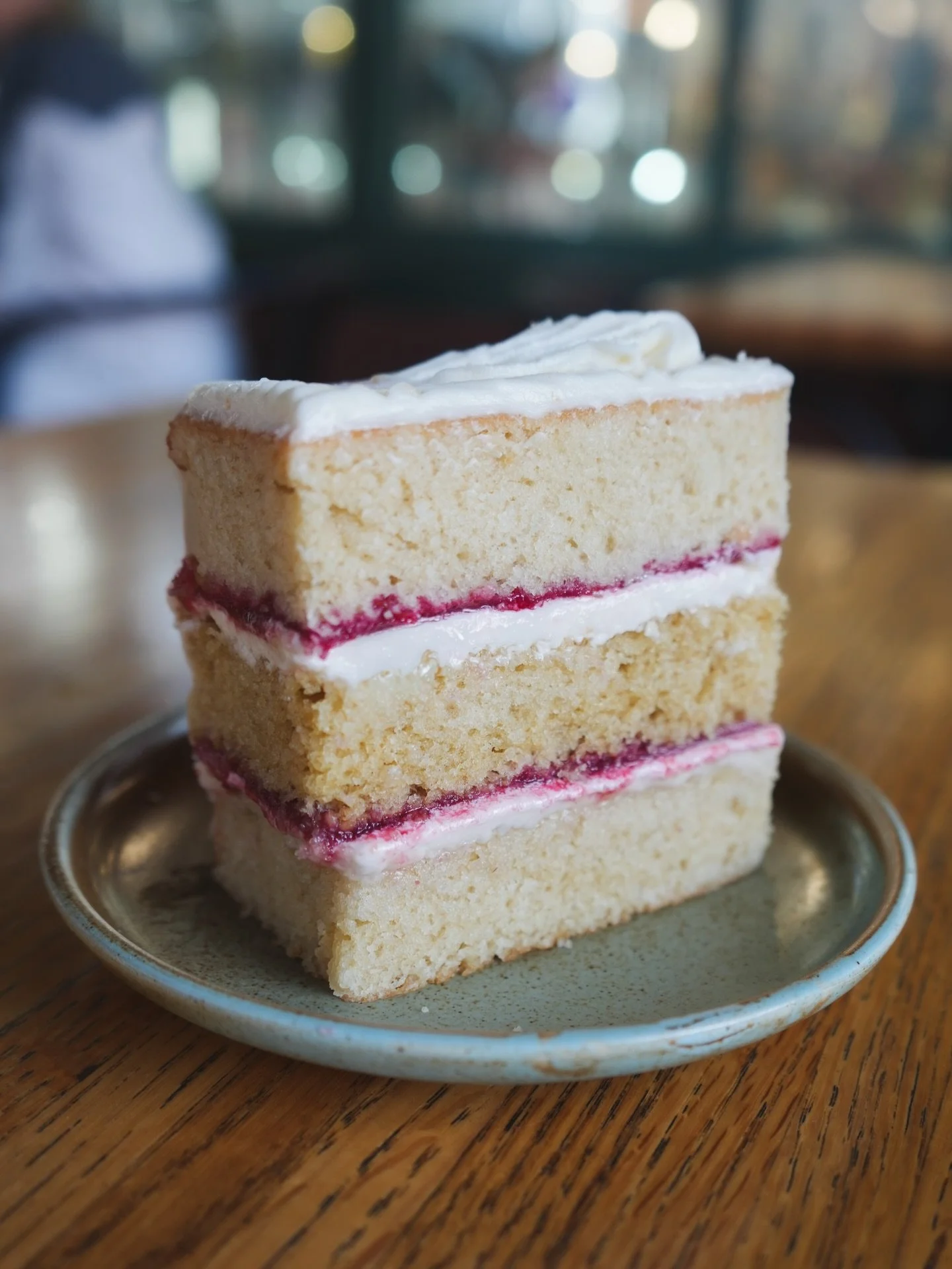 Brand new item from the bakery! 💕 A classic Vanilla Cake with housemade Raspberry Jam &amp; Buttercream 🍰 

Pick it up in the market, or enjoy a slice in the caf&eacute; ☺️☕️ Also available as a whole cake (preorder required).