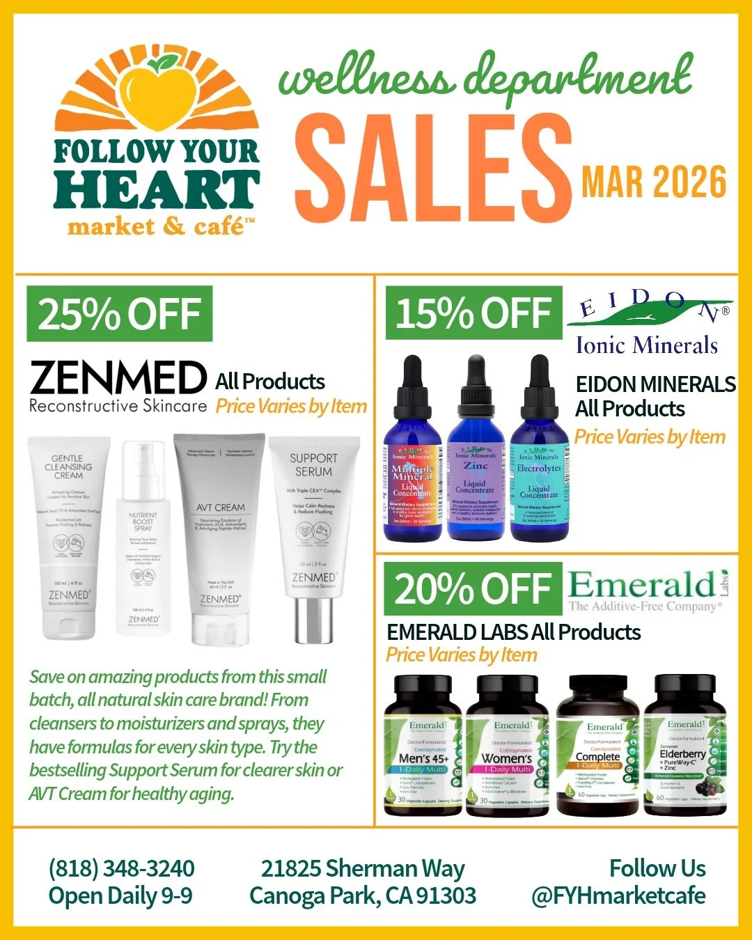 Welcome March! 🌼 Spring is in the air and we have so much to look forward to this month 🌸🌷🌿🍃 Starting with brand new round of sales in our Wellness Aisle! Find deals on premium hand-crafted skin care products @zenmed, @naturalfactorsus plant bas