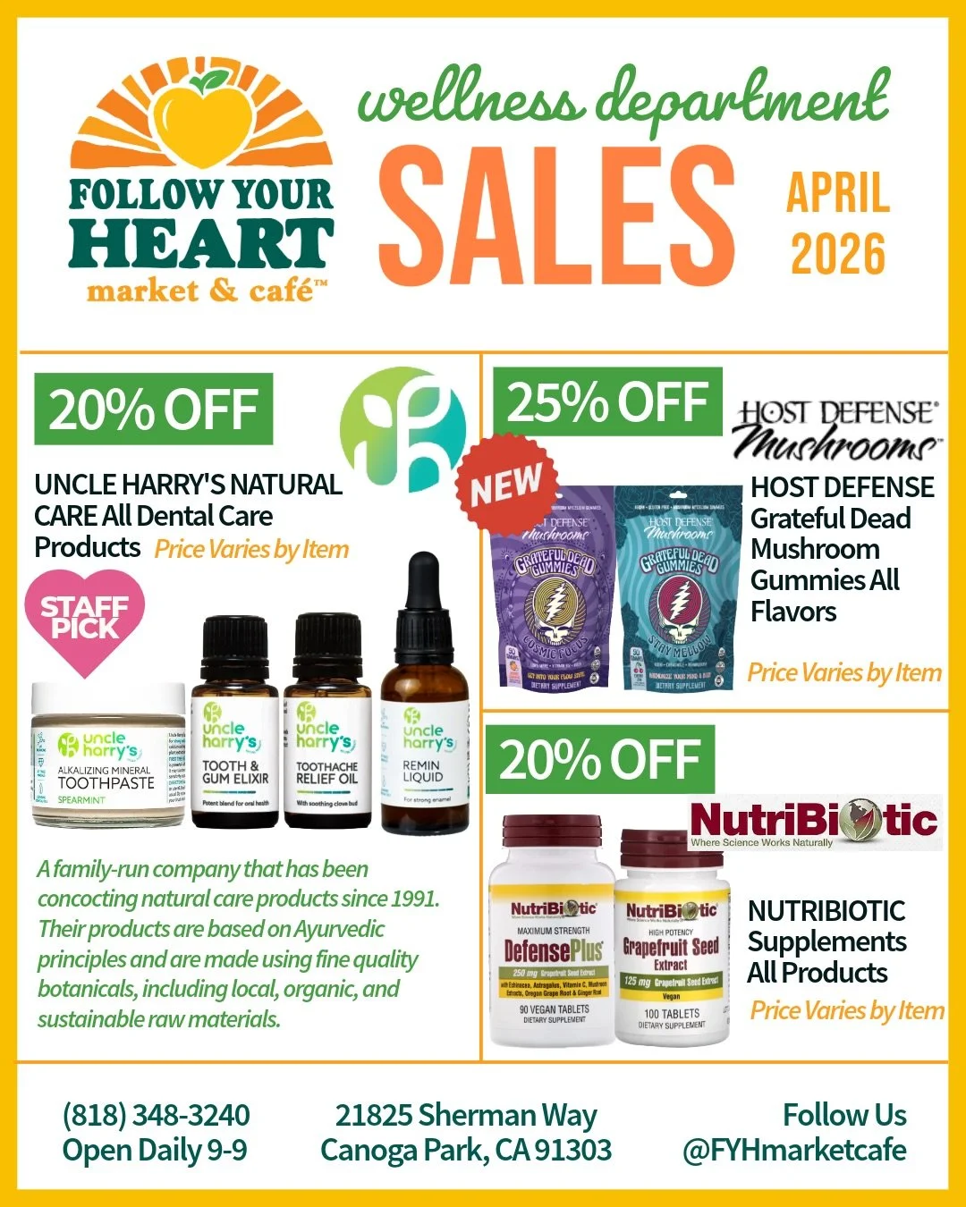 Feel good savings this month at FYHMC! 🌼 We're stoked to introduce @uncle_harrys to our lineup and kicking it off with 20% off! 🦷 

See you soon!