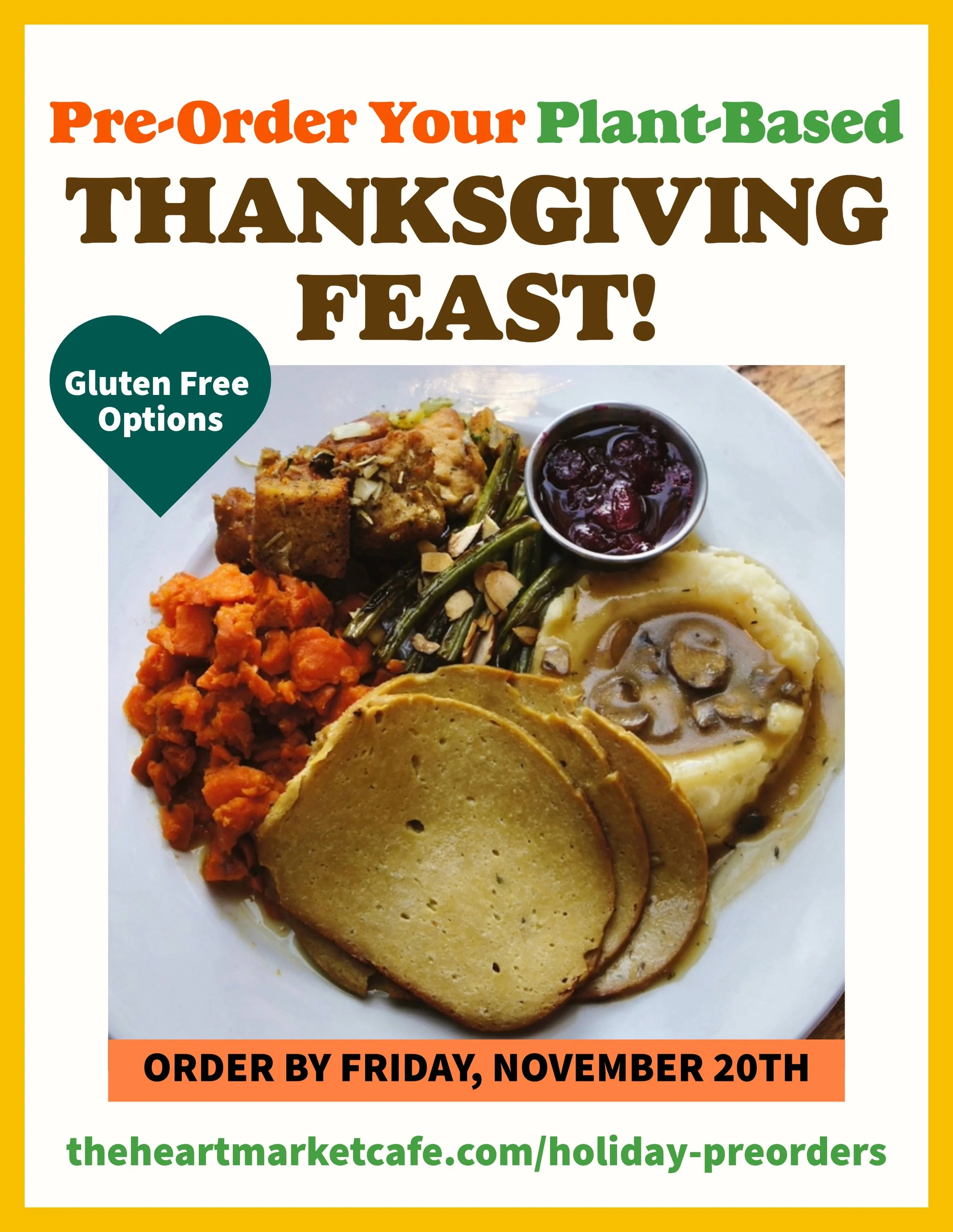 🦃 2026 Thanksgiving Preorders are now LIVE! 💫 Order from our kitchen for a hassle free holiday 💛 

100% plant based &bull; handmade from scratch &bull; mostly organic ingredients 🌱

Follow the link in our profile 🔗https://www.theheartmarketcafe.