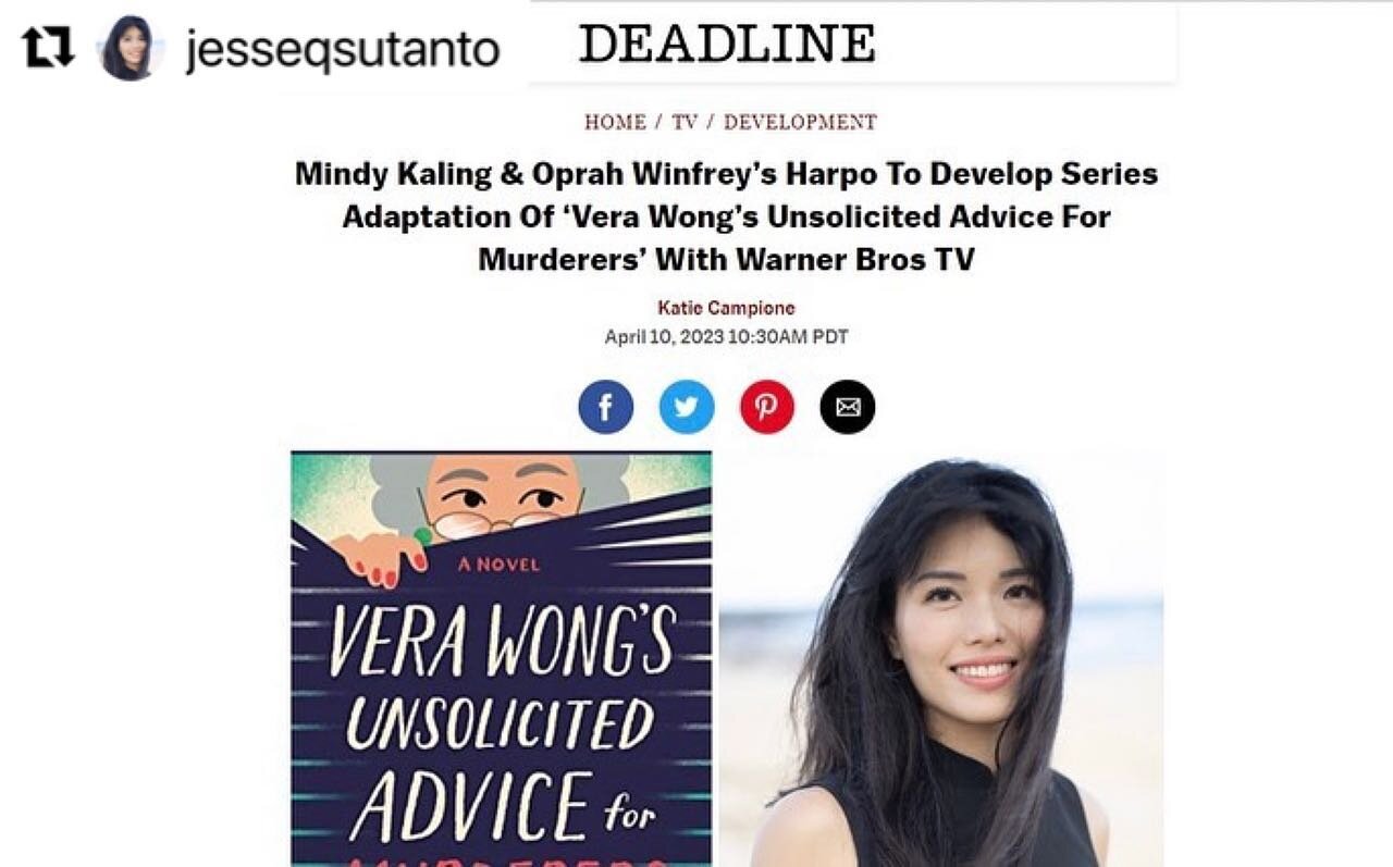 🎉This is seriously some of the BEST news I&rsquo;ve heard in a long time!! Massive congrats @jesseqsutanto - couldn&rsquo;t happened to a better person - or book! I&rsquo;m OBSESSED with VERA! - and I can&rsquo;t wait to see it on the screen!! And t
