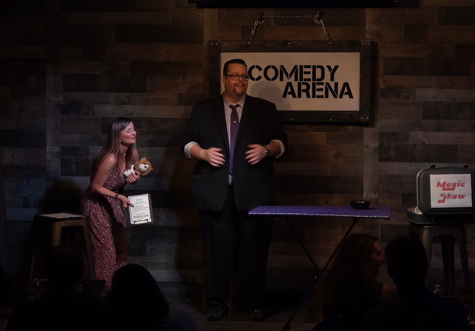 Jeff Walsh headlining at The Comedy Arena in McKinney, performing his Comedy and Magic Show