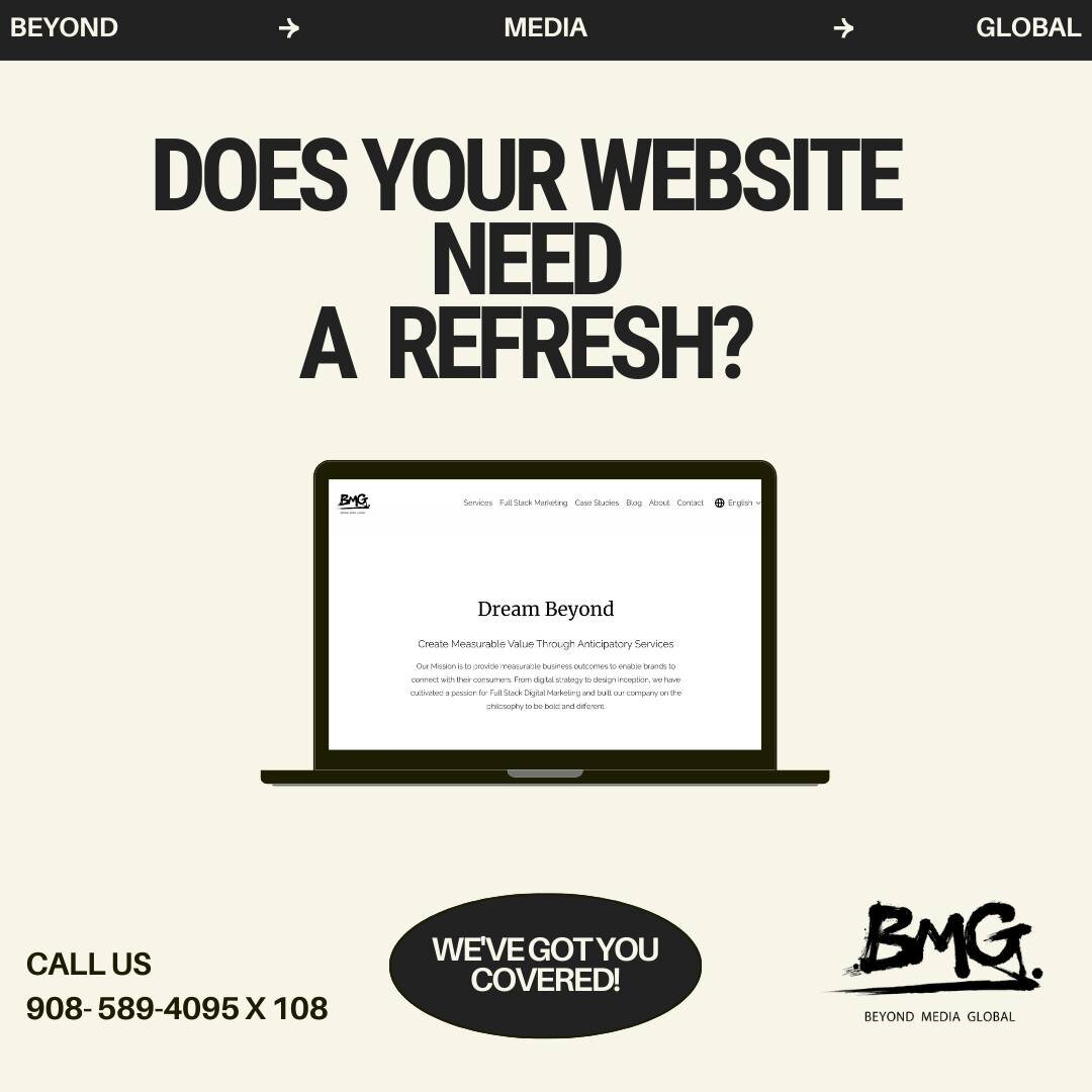 Does your website need a refresh or updates? Contact us today to get started! We look forward to working with you. https://www.bmgww.com/

#NewJersey #websitedesign #socialmediatips #SEO #socialmediamarketing #NJEDA #NewJerseySmallBusiness