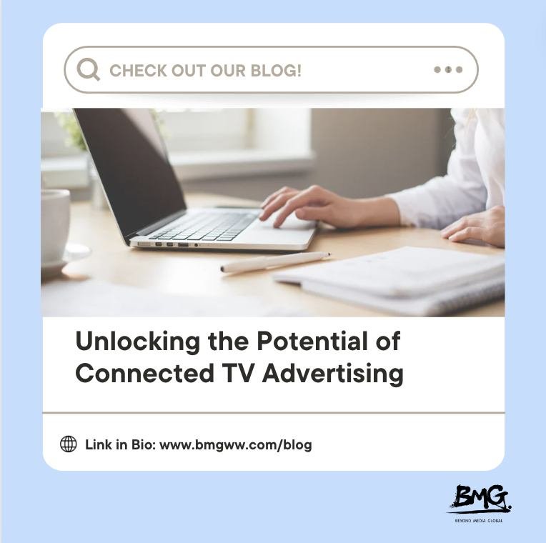 Check out our blog for fresh content every week! We cover a variety of topics and can't wait for you to dive in and explore. The focus of this topic revolves around Unlocking the Potential of Connected TV Advertising. 

https://www.bmgww.com/blog/con