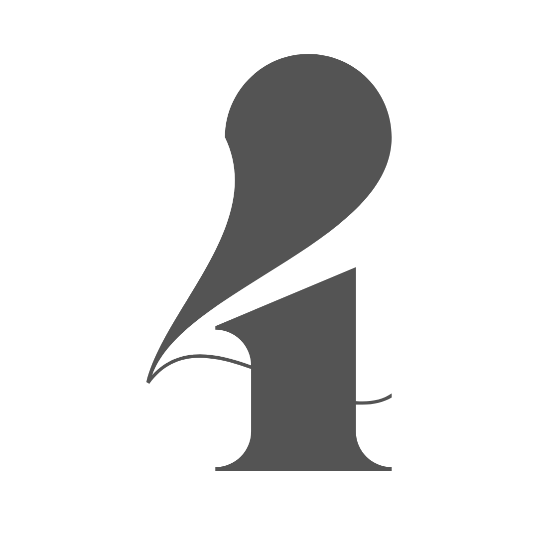 Stylized black and gray number 2 with a feathered quill integrated into the design.