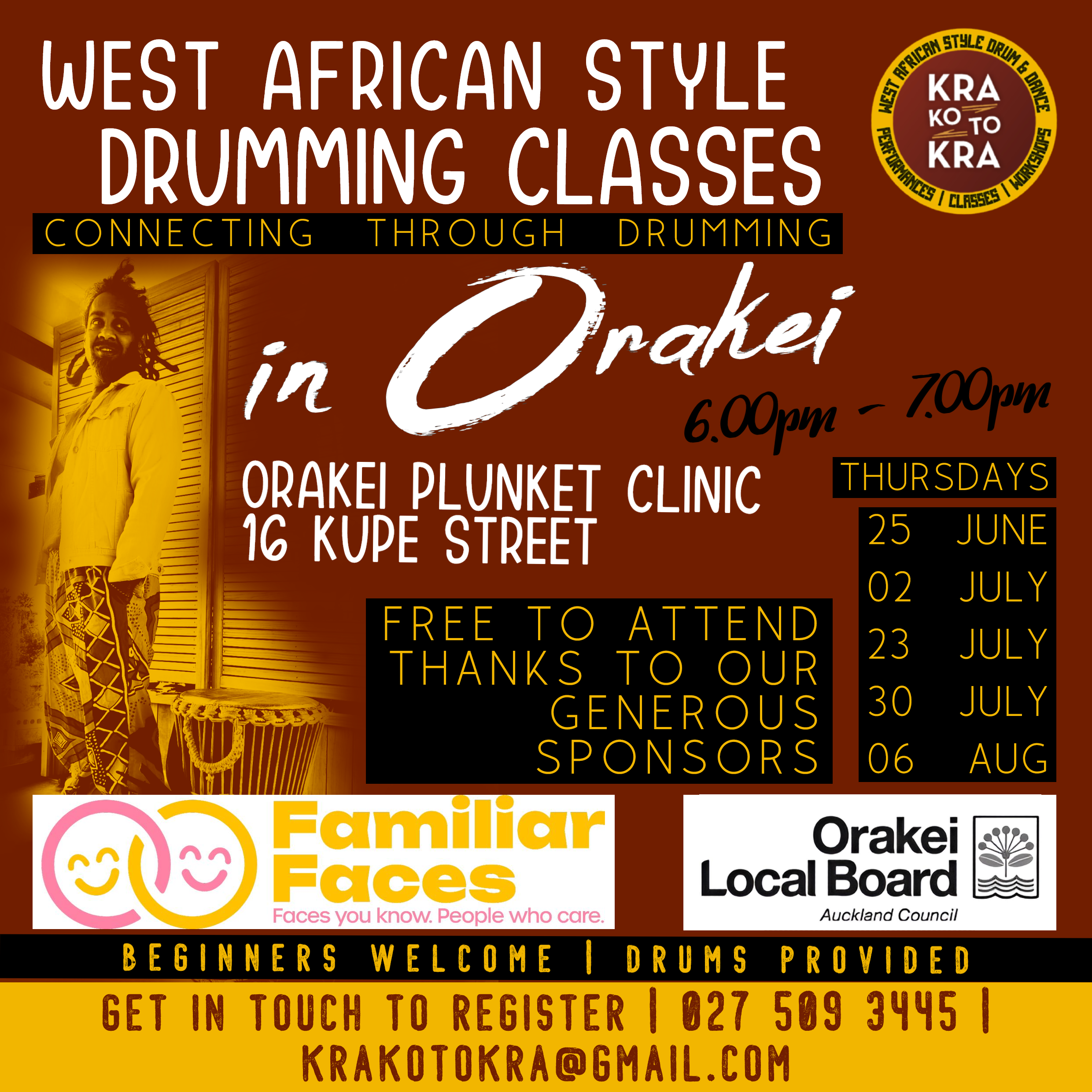 Drumming in Orakei - FREE! (Session 5 of 5)