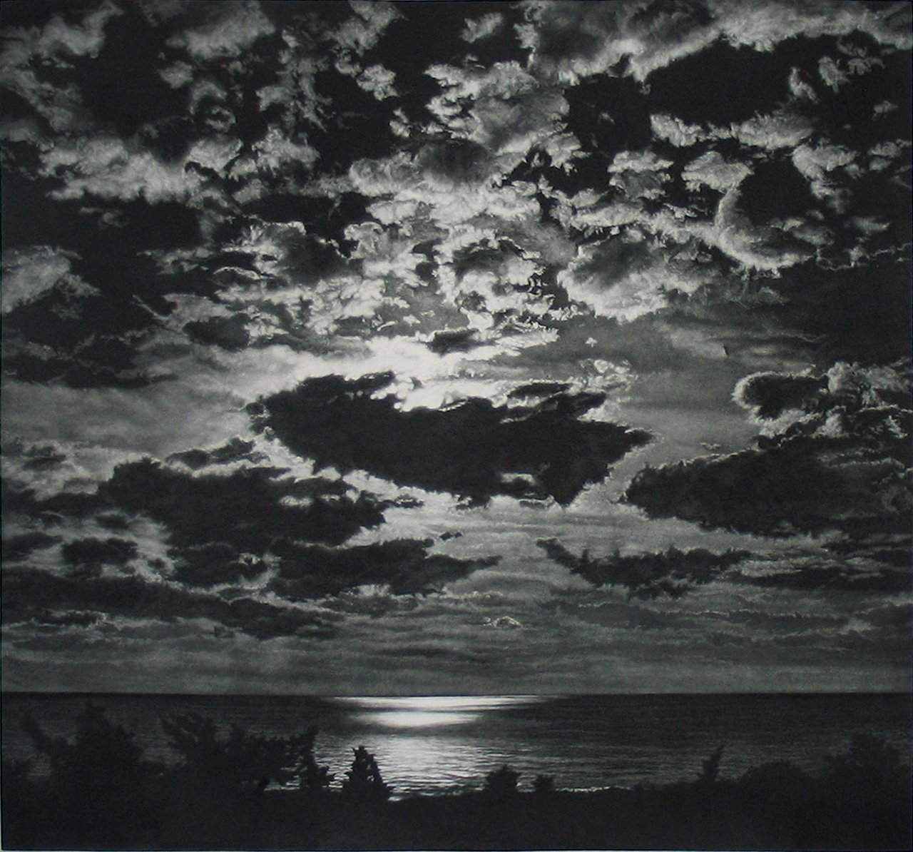 Moonlight, 18 3/4 x 20", mezzotint