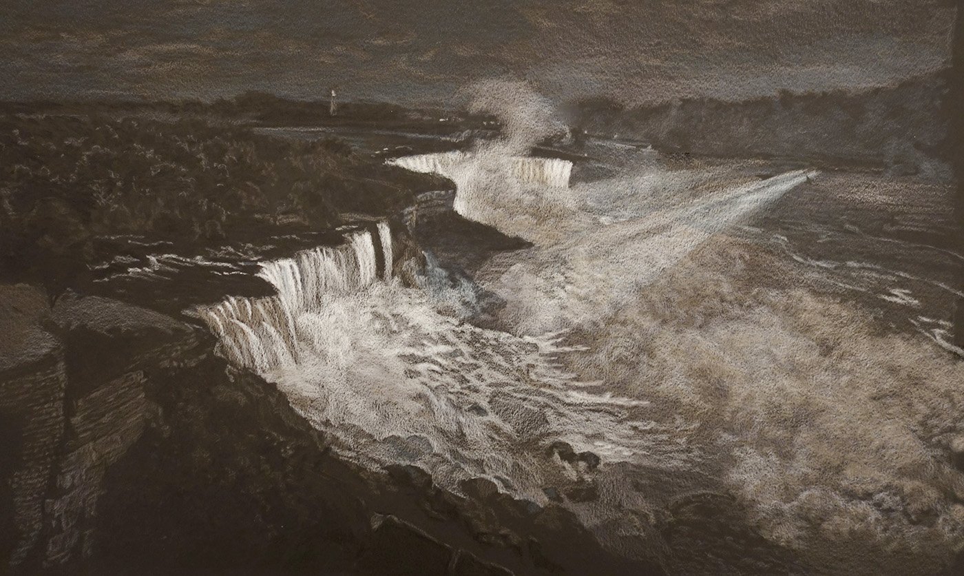 Niagara's American Falls, 14 x 22 1/2",  pencils on paper