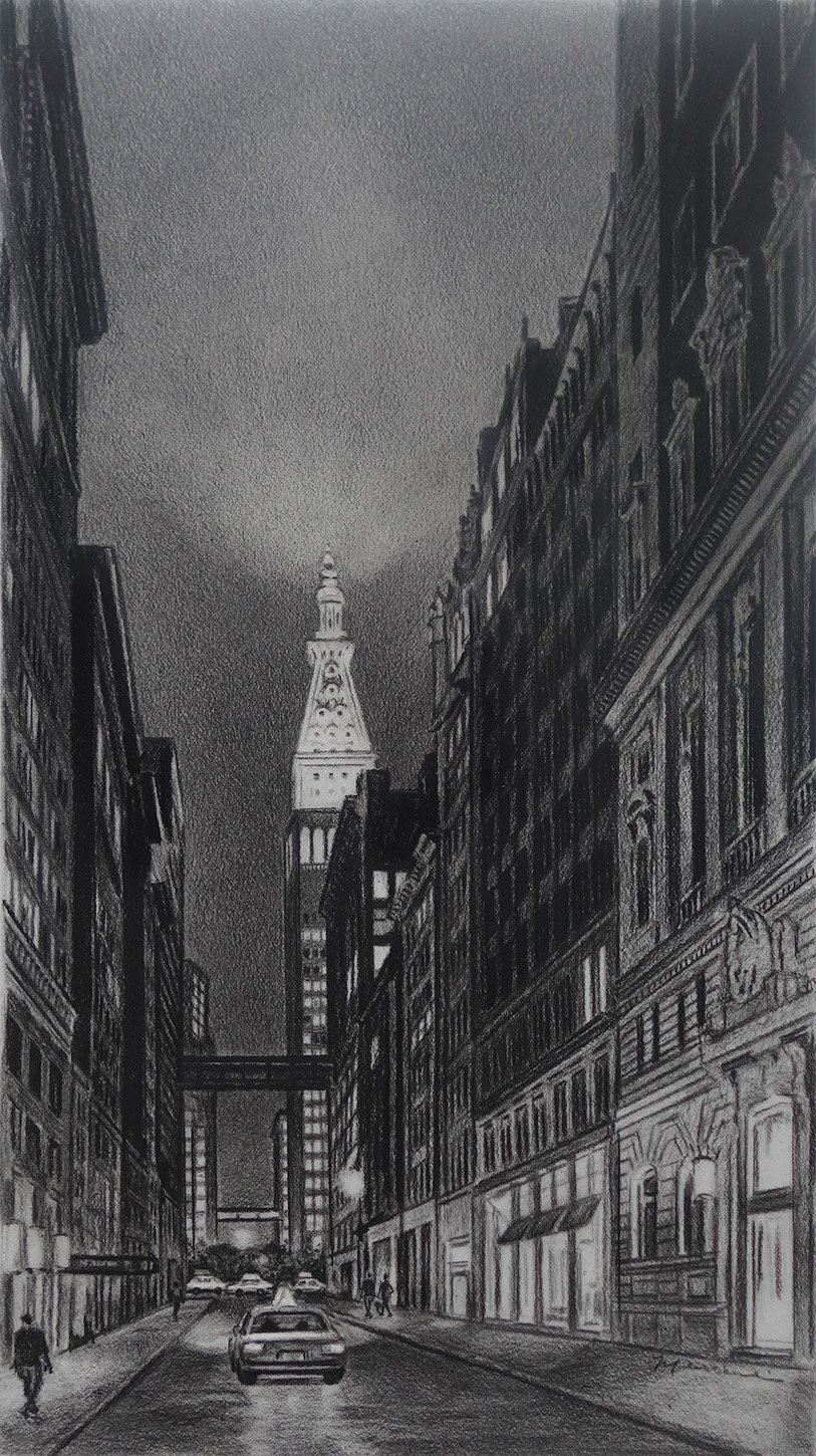 West 24th Street, 11 x 6", pencil on mylar