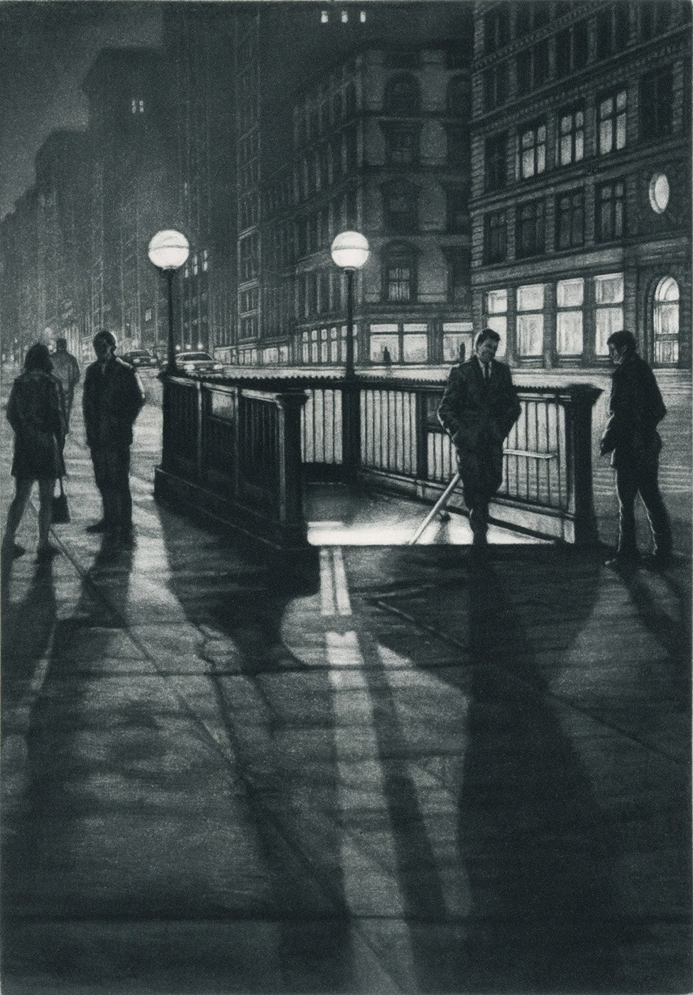 Into the Night, 6 3/4 x 5",  mezzotint