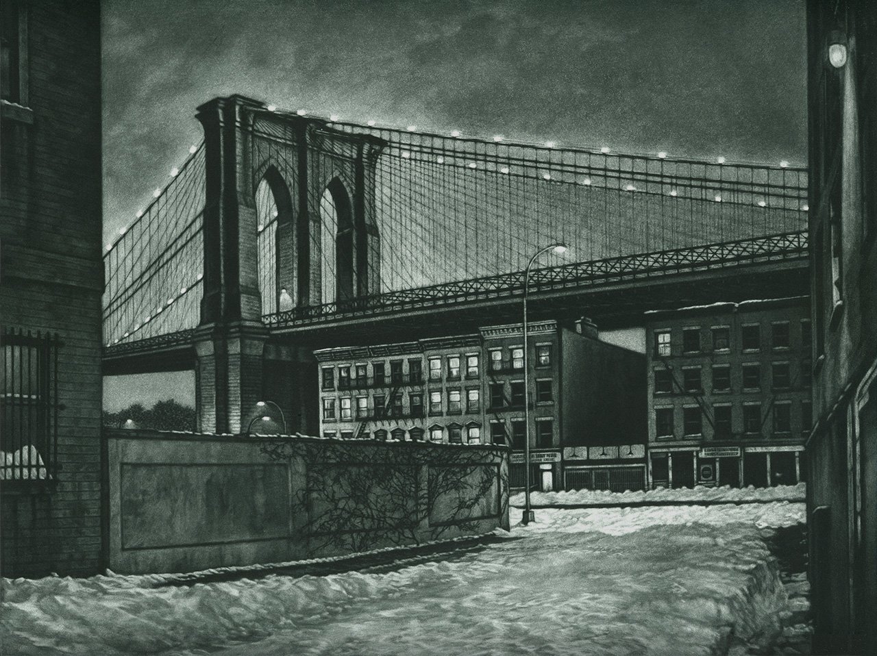 Old Fulton, 9 x 12", mezzotint