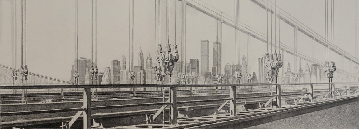 Cables, 8 3/8 x 23 1/4", pencil on paper