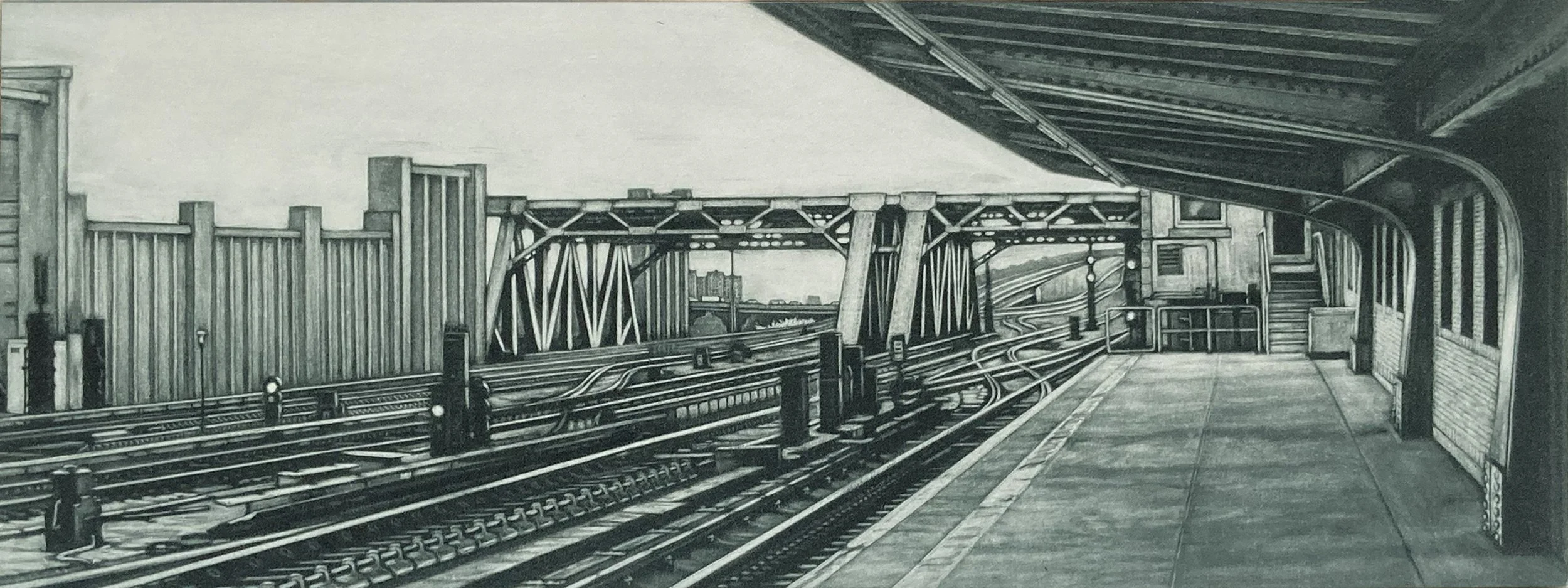 Mezzotint plate for 4th Avenue print