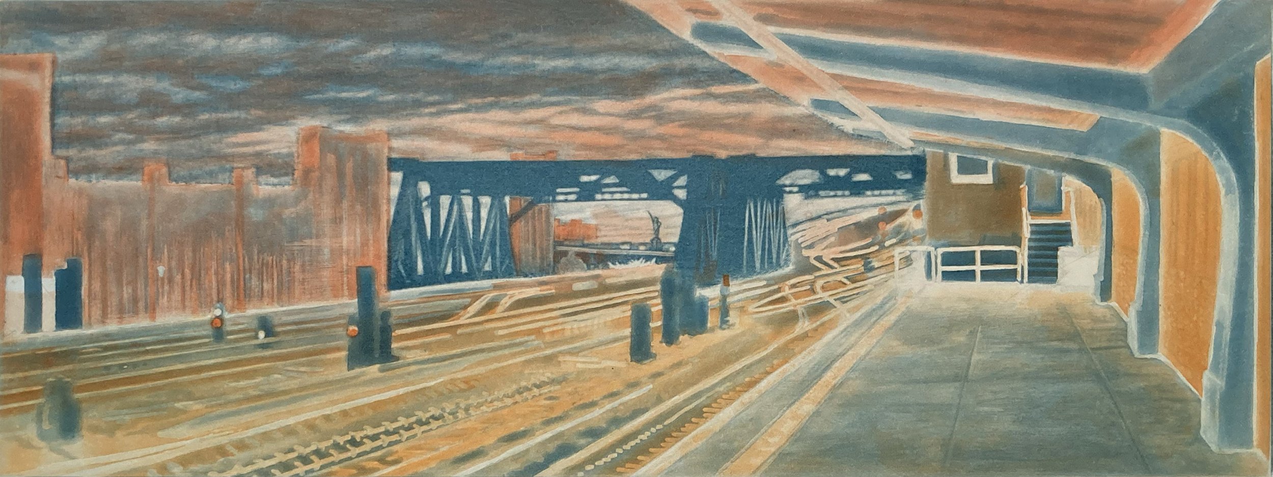 4th Avenue print - orange  and blue plate only